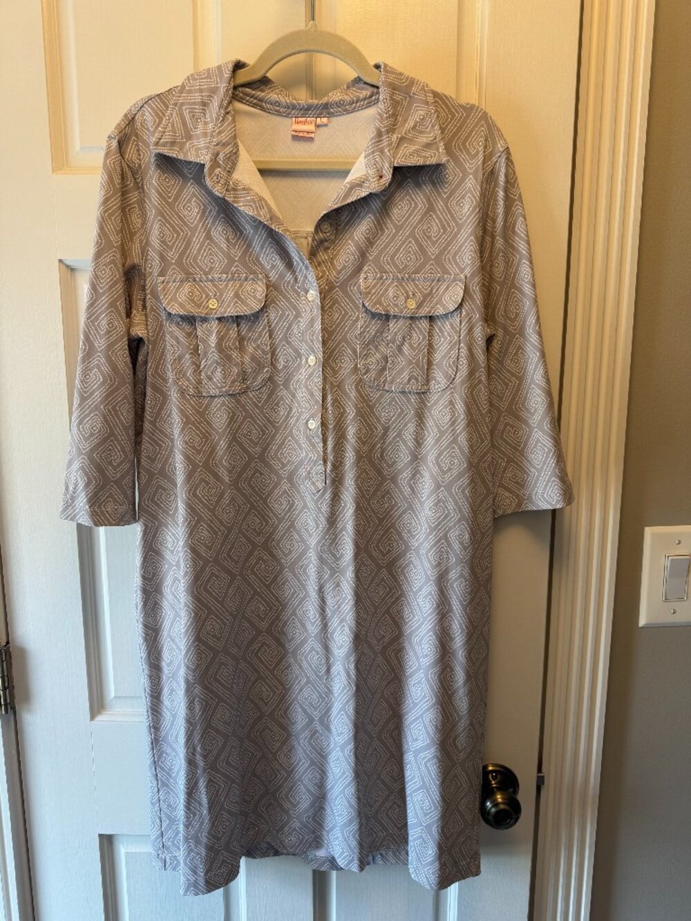 Persifor Grey Geometric Print Winpenny Shirt Dress